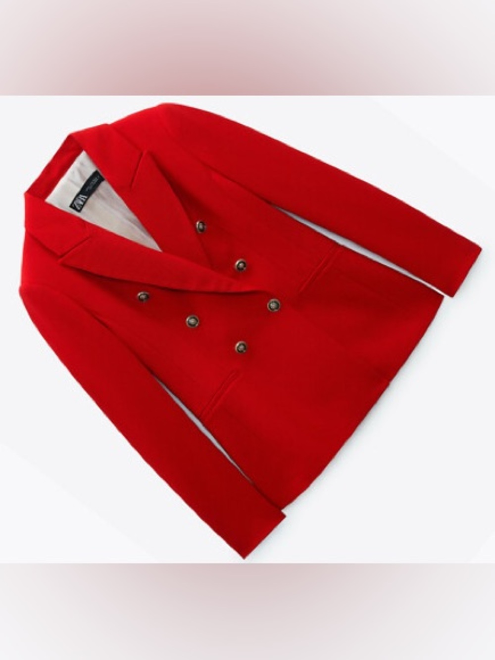 Zara Red Double-Breasted Blazer Jacket - Picture 3 of 7